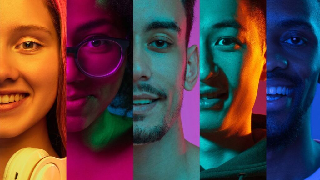 A imagem conta com fotografias de pessoas diferentes para representar a diversidade nas empresas.